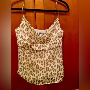 J. crew silk Size 4 lined leopard cami w spaghetti straps & side zip.